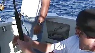 youthfull black-haired gets penetrated by captain on yacht ship
